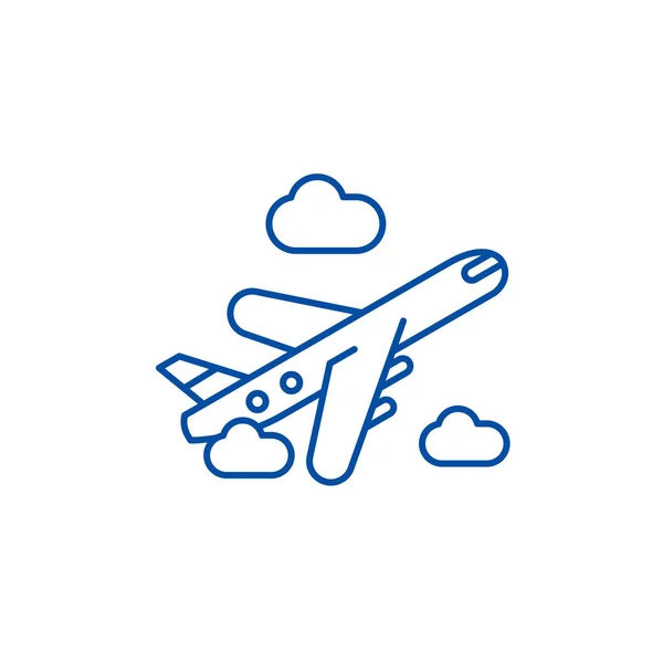 Concepto de icono de línea de entrega de aire. Símbolo vectorial plano de entrega de aire, signo, esquema ilustración . — Vector de stock