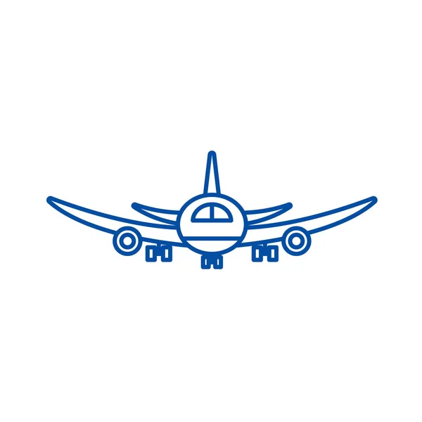 飞机飞行线路图标概念。飞机飞行平的向量标志, 标志, 概述例证. — 图库矢量图片