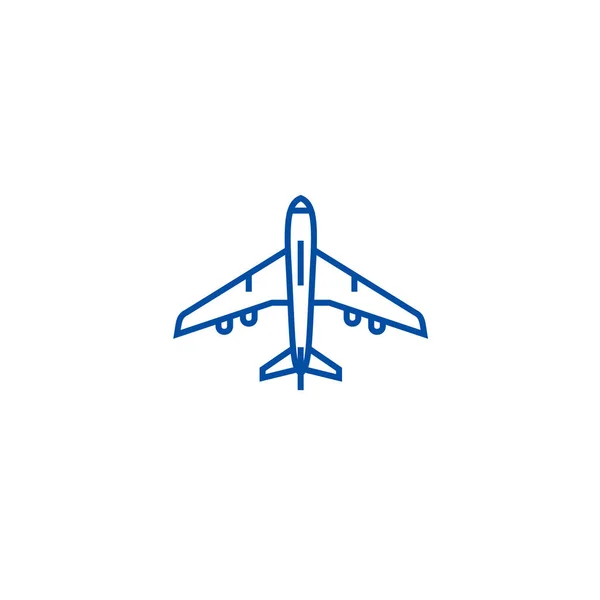 Modelvliegtuig bovenaanzicht lijn pictogram concept. Vliegtuig bovenaanzicht platte vector symbool, teken, overzicht illustratie. — Stockvector