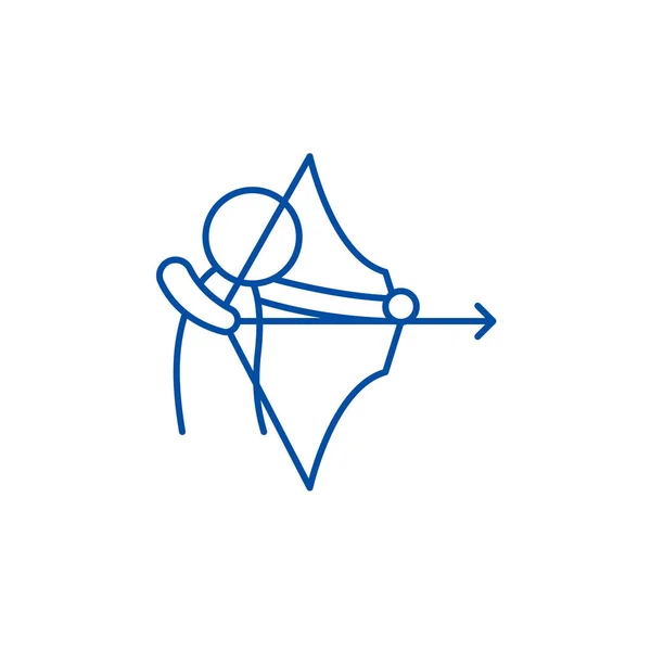 Concept d'icône de ligne de tir à l'arc. Tir à l'arc symbole vectoriel plat, signe, illustration de contour . — Image vectorielle