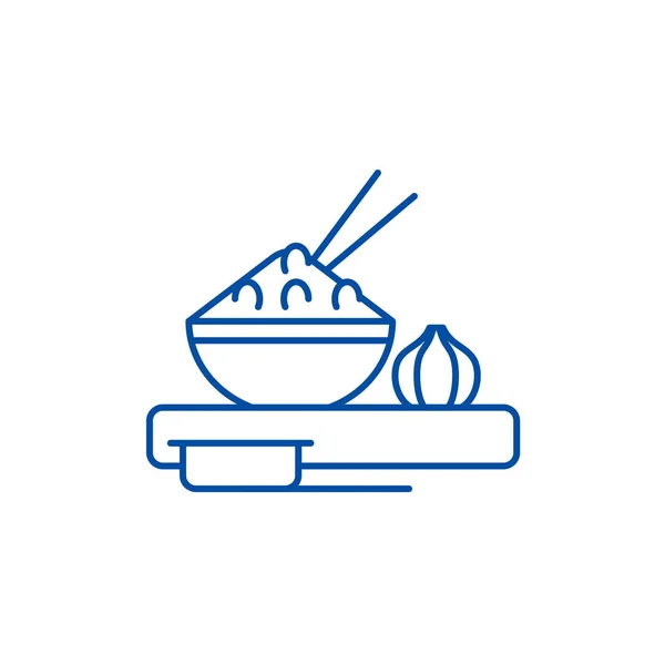 Concepto de icono de línea de comida asiática. Comida asiática vector plano símbolo, signo, esquema ilustración . — Vector de stock