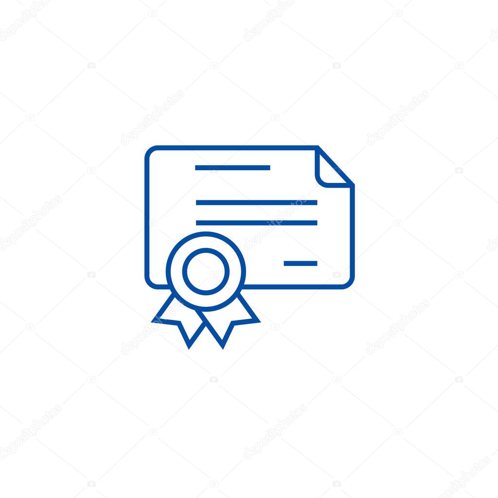 Certificate,diploma line icon concept. Certificate,diploma flat  vector symbol, sign, outline illustration.