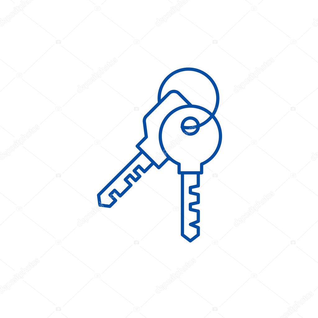 Apartment keys line icon concept. Apartment keys flat  vector symbol, sign, outline illustration.