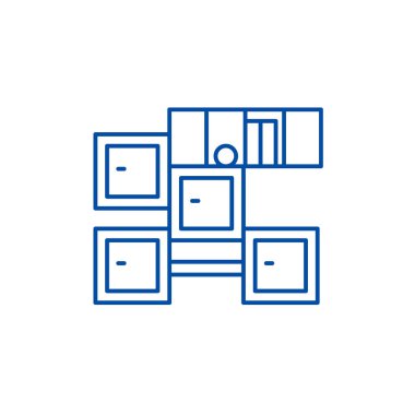 Banyo mobilya çizgi simgesini kavramı. Banyo mobilya düz vektör simgesi, işaret, anahat illüstrasyon.