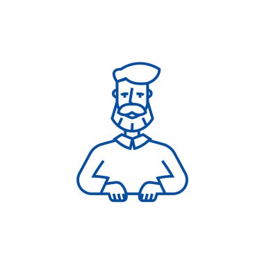 Sakallı adam çizgi simgesini kavramı. Sakallı adam düz vektör simgesi, işaret, anahat illüstrasyon.