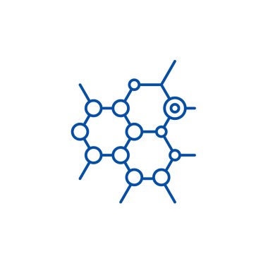 Biyokimya satırı simgesi kavramı. Biyokimya düz vektör simgesi, işaret, anahat illüstrasyon.