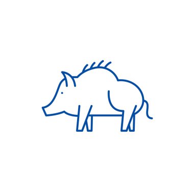 Yaban domuzu satırı simgesi kavramı. Yaban domuzu düz vektör simgesi, işaret, anahat illüstrasyon.