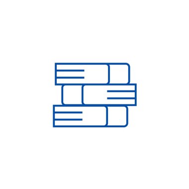 Kitaplar satırı simgesi kavramı. Kitap düz vektör simgesi, işaret, anahat illüstrasyon.