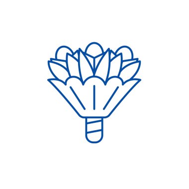 Buket çiçek satırı simgesi kavramının. Buket çiçekler düz vektör simgesi, işaret, anahat illüstrasyon.