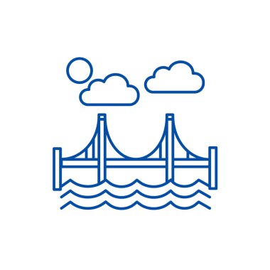 Köprü, san francisco satırı simgesi kavramı. Köprü, san francisco düz vektör simgesi, işaret, anahat illüstrasyon.