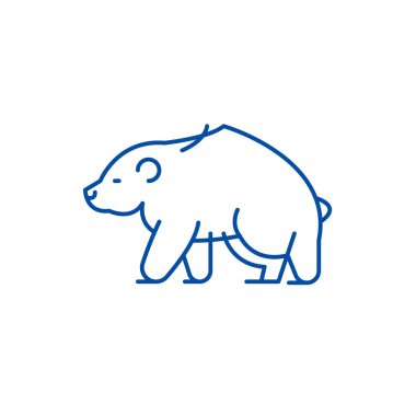 Boz ayı satırı simgesi kavramı. Boz ayı düz vektör simgesi, işaret, anahat illüstrasyon.