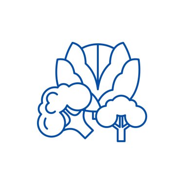 Brokoli satırı simgesi kavramı. Brokoli düz vektör simgesi, işaret, anahat illüstrasyon.