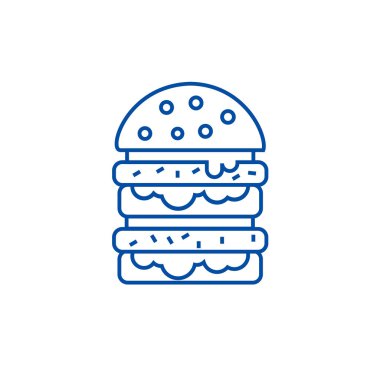 Hamburger, hamburger satırı simgesi kavramı. Hamburger, hamburger düz vektör simgesi, anahat illüstrasyon işareti.
