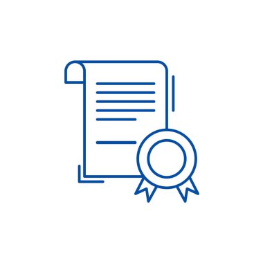 İş belgesi satırı simgesi kavramı. İş sertifika düz vektör simgesi, işareti, anahat illüstrasyon.