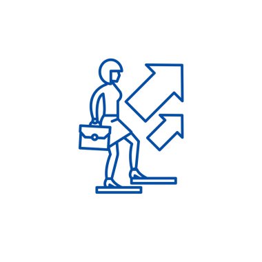 İş feminizm satırı simgesi kavramı. İş feminizm düz vektör simgesi, işareti, anahat illüstrasyon.