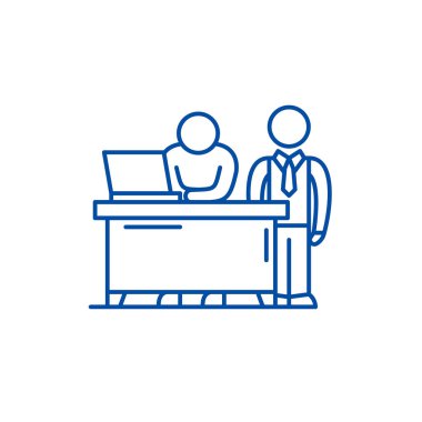 İş akıl hocası satırı simgesi kavramı. İş akıl hocası düz vektör simgesi, işareti, anahat illüstrasyon.