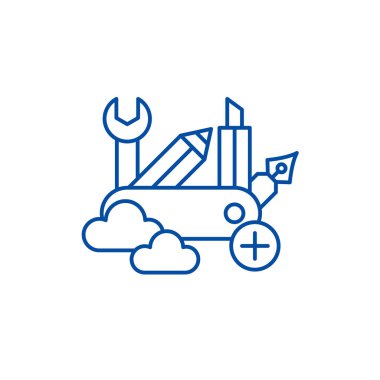 İş becerileri satırı simgesi kavramı. İş becerileri düz vektör simgesi, işaret, anahat illüstrasyon.