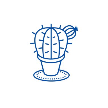 Kaktüs satırı simgesi kavramı. Kaktüs düz vektör simgesi, işaret, anahat illüstrasyon.