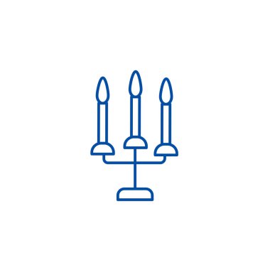 Mumlar üç Pyres satırı simgesi konsepti ile. Mumlar üç Pyres düz vektör simgesi, işaret, anahat illüstrasyon.