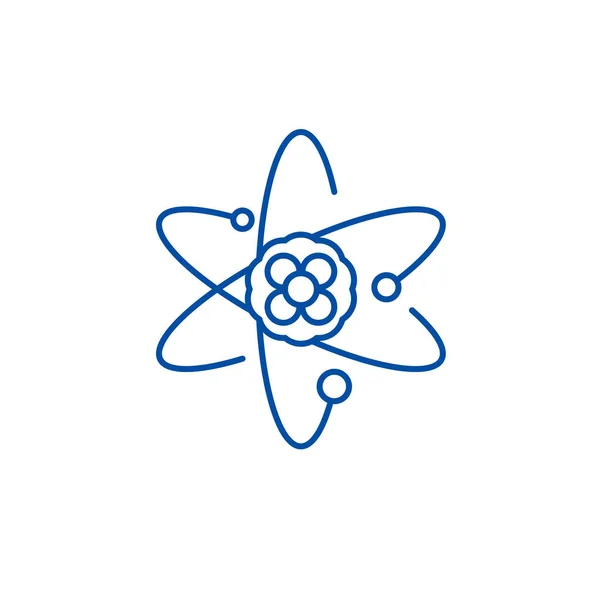 Atom γραμμή εικονίδιο έννοια. Atom επίπεδη διάνυσμα σύμβολο, σημάδι, απεικόνιση της διάρθρωσης. — Διανυσματικό Αρχείο