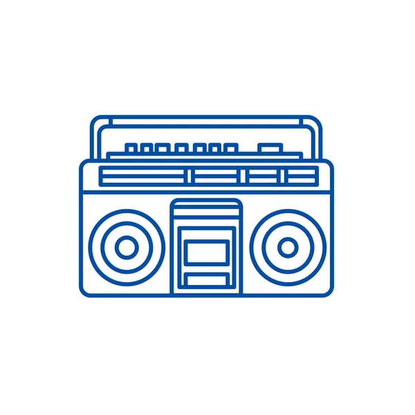 Concepto de icono de línea de reproductor de cassete de audio. Audio cassete player vector plano símbolo, signo, esquema ilustración . — Vector de stock