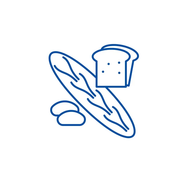 Bagerikoncept shop rad ikon. Bageriet butiken platt vektor symbol, underteckna, disposition illustration. — Stock vektor