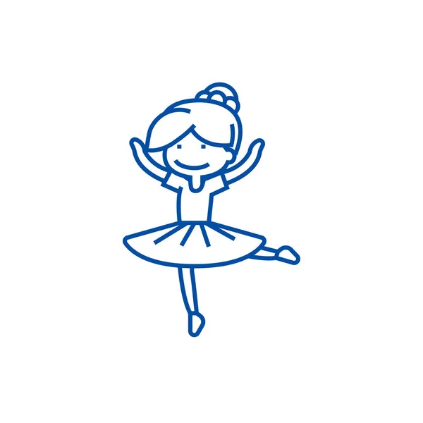 Balerína dívka, balet tanečník vyvázání ikony. Balerína dívka, balet tanečník ploché vektor symbol, znamení, obrys obrázku. — Stockový vektor
