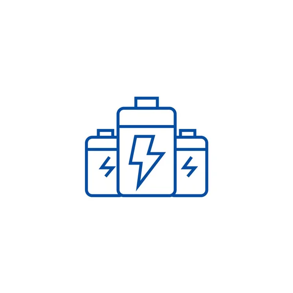Batería, concepto de icono de línea de energía eléctrica. Batería, energía energía símbolo vectorial plano, signo, esquema ilustración . — Archivo Imágenes Vectoriales
