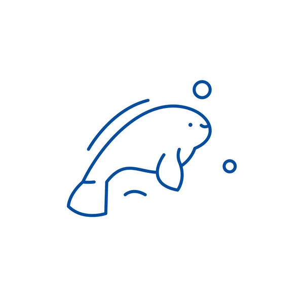 Beluga line icon concept. Beluga flache Vektorsymbol, Zeichen, Umriss Illustration. — Stockvektor