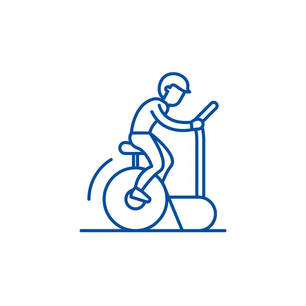 Concepto de icono de línea de entrenamiento de bicicleta. Bicicleta entrenamiento vector plano símbolo, signo, esquema ilustración . — Archivo Imágenes Vectoriales