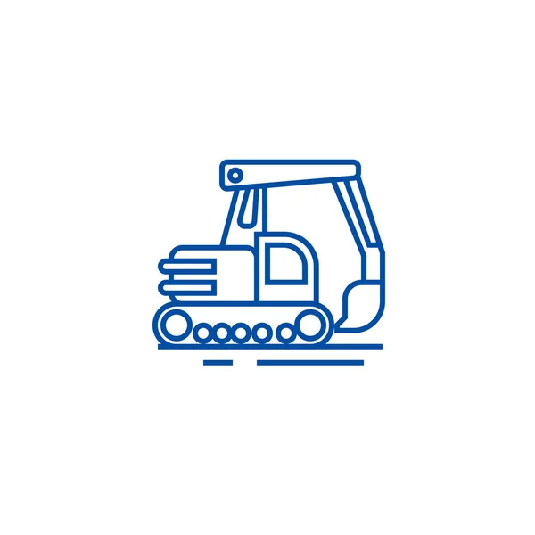 Grote graafmachine lijn pictogram concept. Grote graafmachine platte vector symbool, teken, overzicht illustratie. — Stockvector