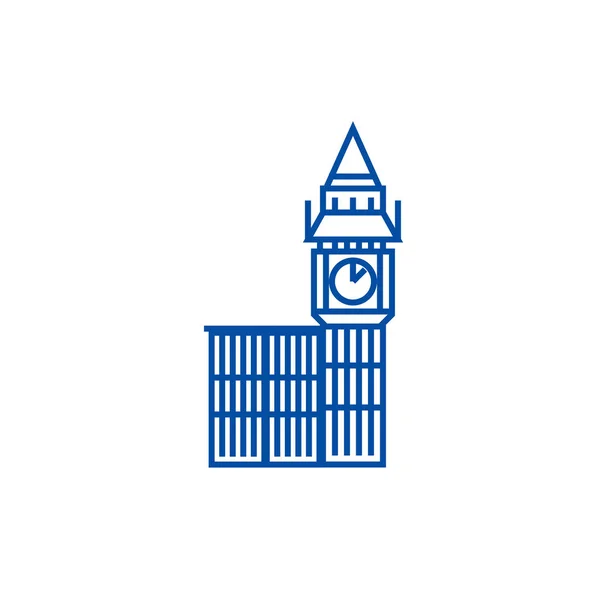 ビッグ ・ ベン ロンドン ライン アイコン概念。ビッグ ・ ベン ロンドン フラットのベクトル記号, サイン, 概要図. — ストックベクタ