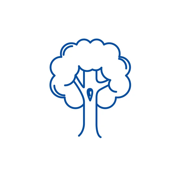 Big Tree Line Icon Konzept. großer Baum flache Vektorsymbol, Zeichen, Umriss Illustration. — Stockvektor