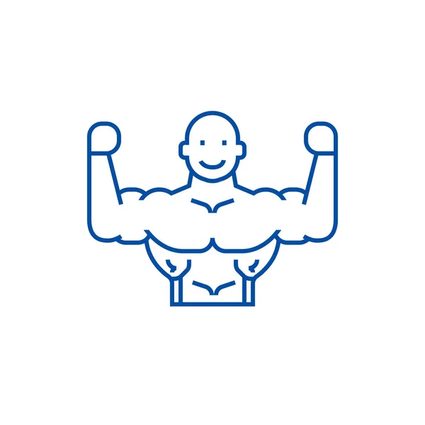 Bodybuilder γραμμή εικονίδιο έννοια. Σύμβολο επίπεδη διάνυσμα bodybuilder, σημάδι, απεικόνιση της διάρθρωσης. — Διανυσματικό Αρχείο