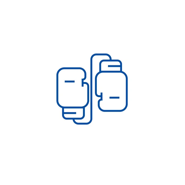 Boxing, boxing gloves line icon concept. Boxing, boxing gloves flat  vector symbol, sign, outline illustration.