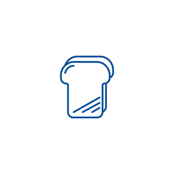 빵 토스트 선 아이콘 개념입니다. 빵 토스트 평면 벡터 기호, 기호, 개요 그림. — 스톡 벡터