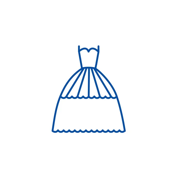Концепция иконы свадебного вечернего платья. Символ свадебного вечернего платья плоский вектор, знак, набросок иллюстрации . — стоковый вектор