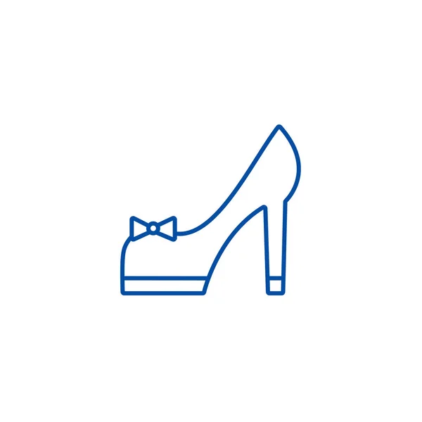Brudkläder skor linje ikon konceptet. Brudkläder skor platta vektor symbol, underteckna, disposition illustration. — Stock vektor