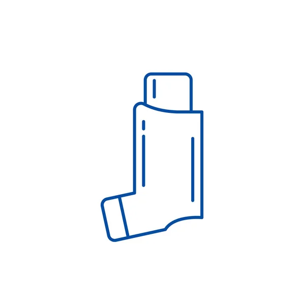 Bronchiale astma lijn pictogram concept. Bronchiale astma platte vector symbool, teken, overzicht illustratie. — Stockvector