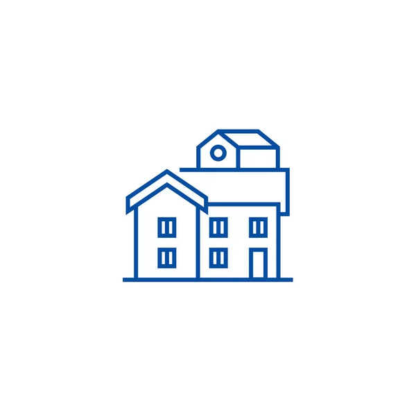 Concetto icona linea bungalow. Bungalow simbolo vettoriale piatto, segno, illustrazione contorno . — Vettoriale Stock