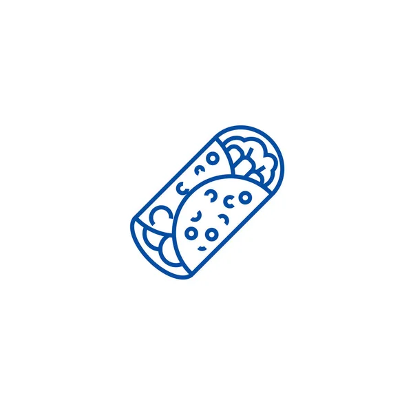 Concepto de icono de línea Burrito. Burrito símbolo vectorial plano, signo, esquema ilustración . — Vector de stock