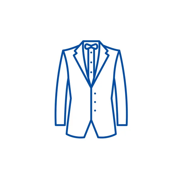 Conceito de ícone de linha de jaqueta de negócios. Jaqueta de negócios símbolo vetorial plana, sinal, ilustração esboço . — Vetor de Stock
