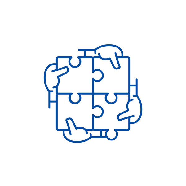 Business synergy line icon concept. Business synergy flat  vector symbol, sign, outline illustration.