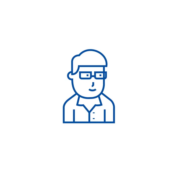 Geschäftsmann Avatar mit Brille Linie Icon Konzept. Geschäftsmann Avatar mit Brille flache Vektor-Symbol, Zeichen, Umriss Illustration. — Stockvektor