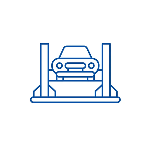 Concepto de línea de taller de reparación de coches. taller de reparación de coches vector plano símbolo, signo, esquema ilustración . — Vector de stock