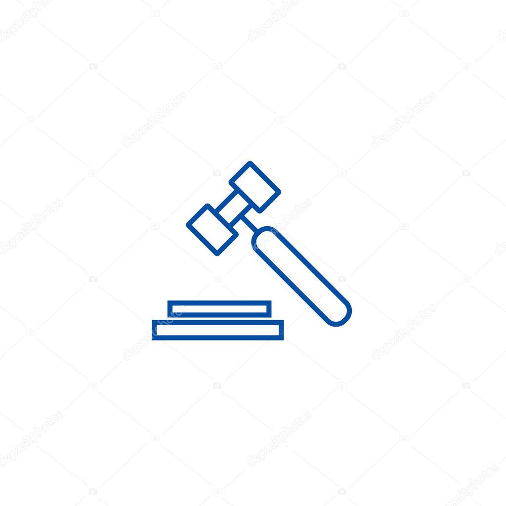 Auction, hammer line icon concept. Auction, hammer flat  vector symbol, sign, outline illustration.