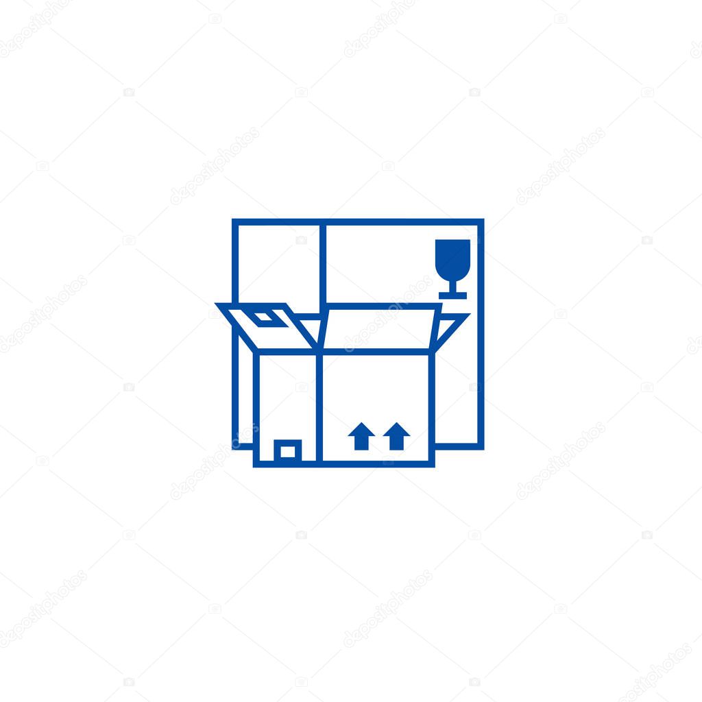 Boxes line icon concept. Boxes flat  vector symbol, sign, outline illustration.