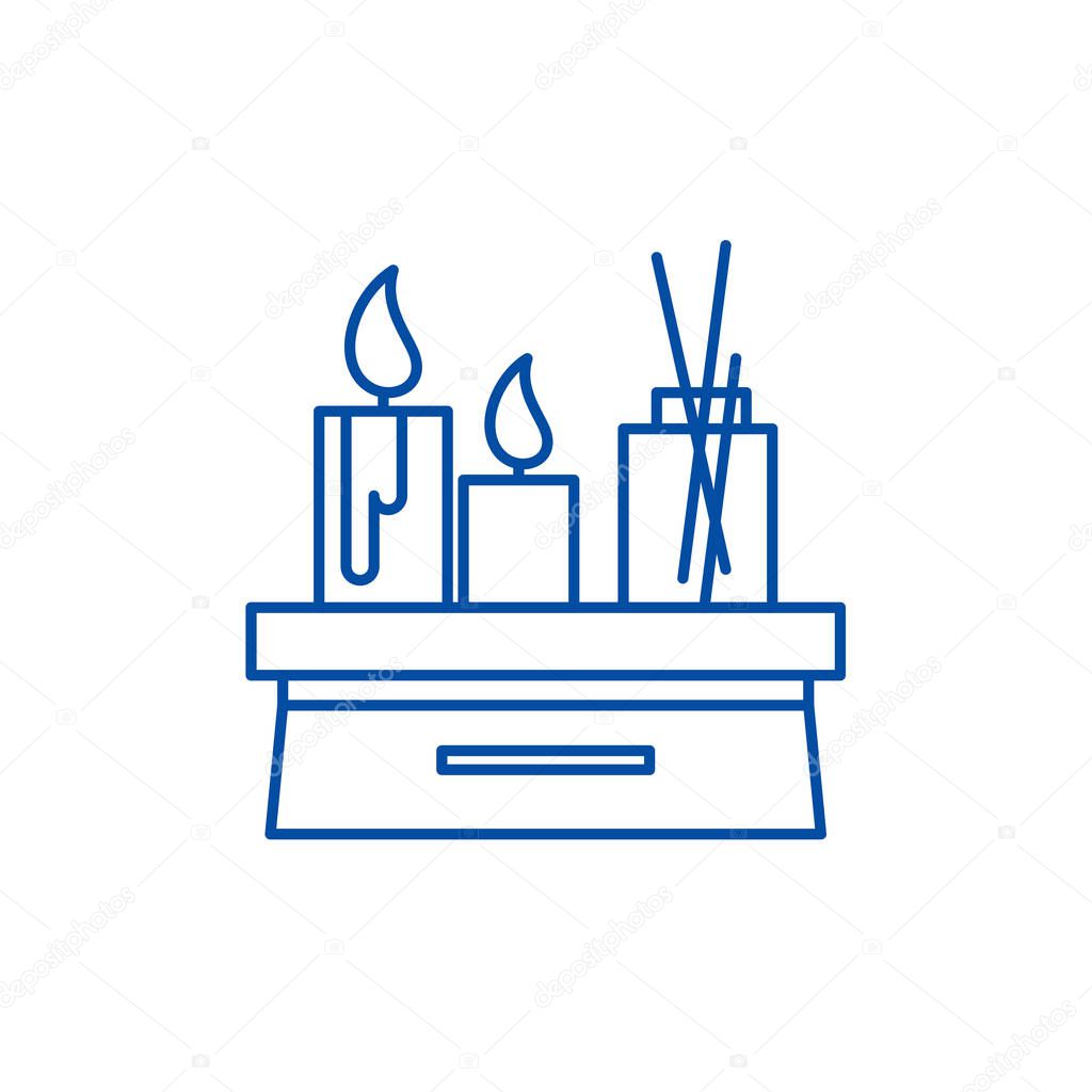 Candles in the interior line icon concept. Candles in the interior flat  vector symbol, sign, outline illustration.