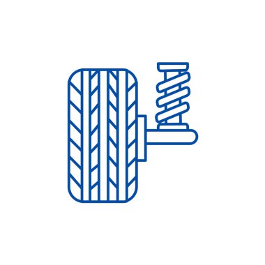 Süspansiyon, Araba, otomatik satır simgesi kavramı. Süspansiyon, Araba, otomatik düz vektör simgesi, işaret, anahat illüstrasyon.