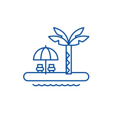 Yaz tatil satırı simgesi kavramı. Yaz tatil düz vektör simgesi, işaret, anahat illüstrasyon.